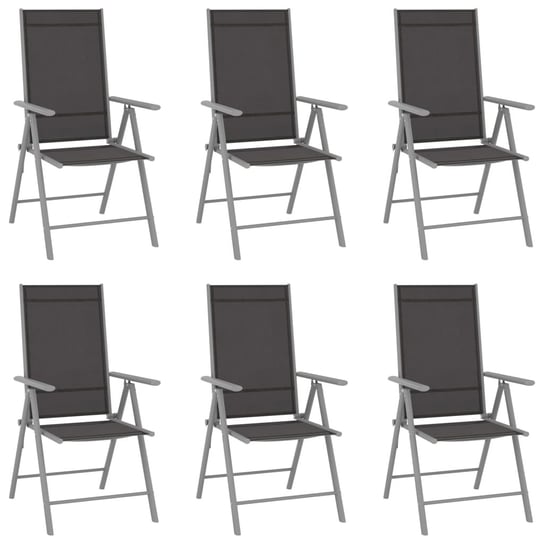Składane krzesła ogrodowe, 6 szt., tkanina textilene, czarne vidaXL