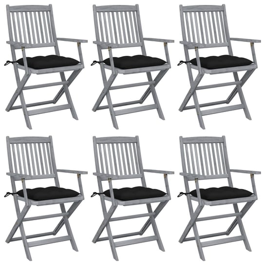 Składane krzesła ogrodowe, 6 szt., z poduszkami, akacjowe vidaXL