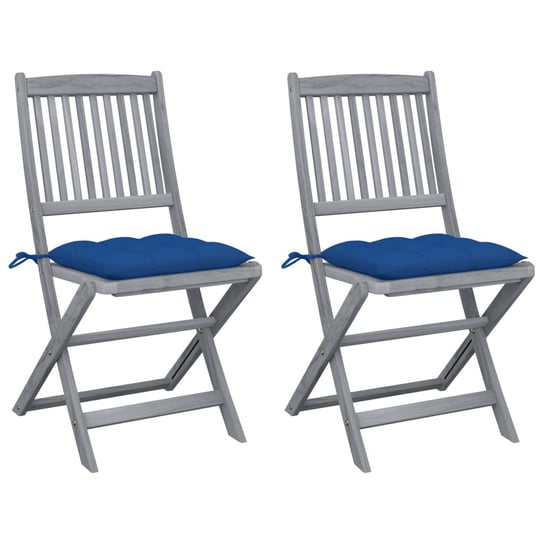 Składane krzesła ogrodowe z poduszkami, 2 szt., akacjowe vidaXL