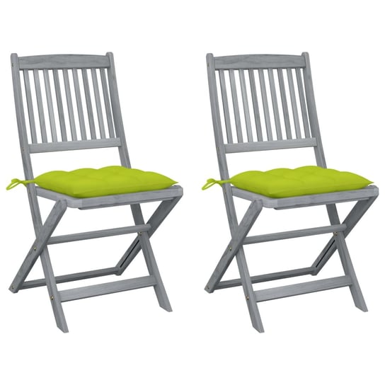 Składane krzesła ogrodowe z poduszkami, 2 szt., akacjowe vidaXL