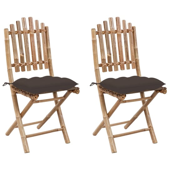 Składane krzesła ogrodowe z poduszkami, 2 szt., bambusowe vidaXL