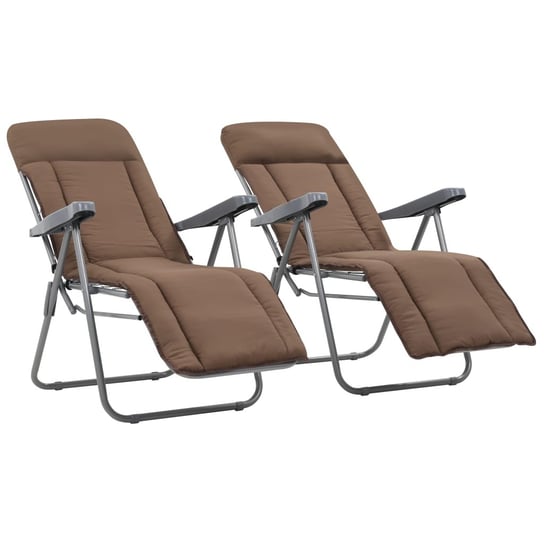 Składane krzesła ogrodowe z poduszkami, 2 szt., brązowe vidaXL