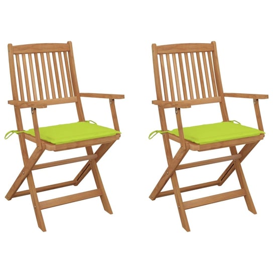 Składane krzesła ogrodowe z poduszkami, 2 szt., drewno akacjowe vidaXL