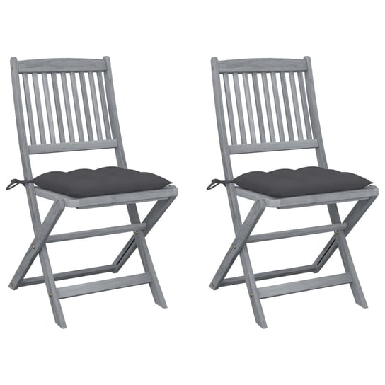 Składane krzesła ogrodowe z poduszkami, 2 szt., drewno akacjowe vidaXL