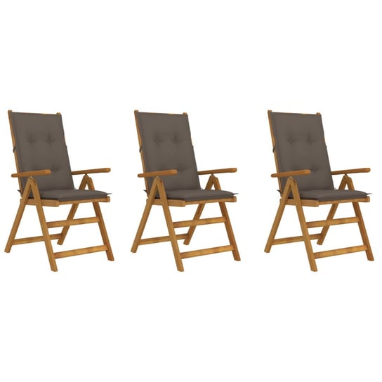 Składane krzesła ogrodowe z poduszkami, 3 szt., drewno akacjowe vidaXL