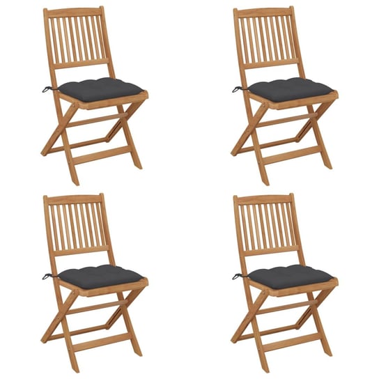 Składane krzesła ogrodowe z poduszkami, 4 szt., drewno akacjowe vidaXL