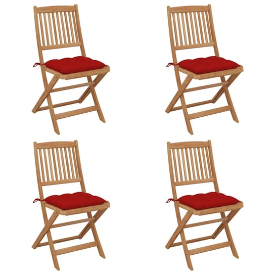 Składane krzesła ogrodowe z poduszkami, 4 szt., drewno akacjowe vidaXL