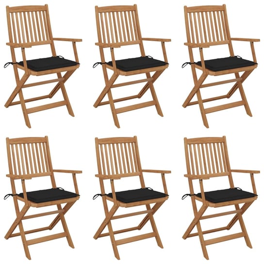 Składane krzesła ogrodowe z poduszkami, 6 szt., drewno akacjowe vidaXL