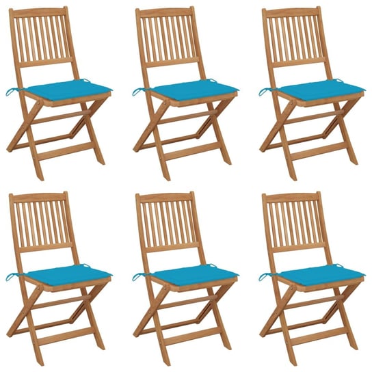 Składane krzesła ogrodowe z poduszkami, 6 szt., drewno akacjowe vidaXL