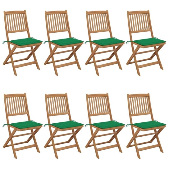 Składane krzesła ogrodowe z poduszkami, 8 szt., drewno akacjowe vidaXL