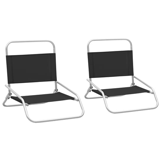 Składane krzesła plażowe, 2 szt., czarne, obite tkaniną vidaXL