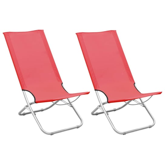 Składane krzesła plażowe, 2 szt., czerwone, obite tkaniną vidaXL