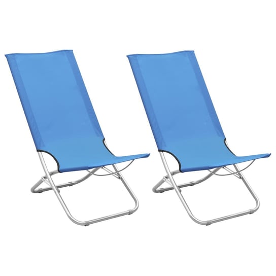 Składane krzesła plażowe, 2 szt., niebieskie, obite tkaniną vidaXL