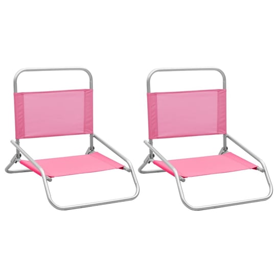 Składane krzesła plażowe, 2 szt., różowe, obite tkaniną vidaXL