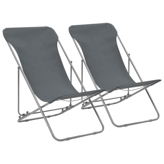 Składane krzesła plażowe, 2 szt., stal i tkanina Oxford, szare vidaXL