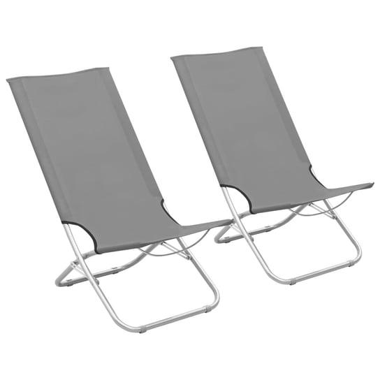 Składane krzesła plażowe, 2 szt., szare, obite tkaniną vidaXL