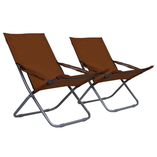Składane krzesła plażowe, 2 szt., tkanina, brązowe vidaXL