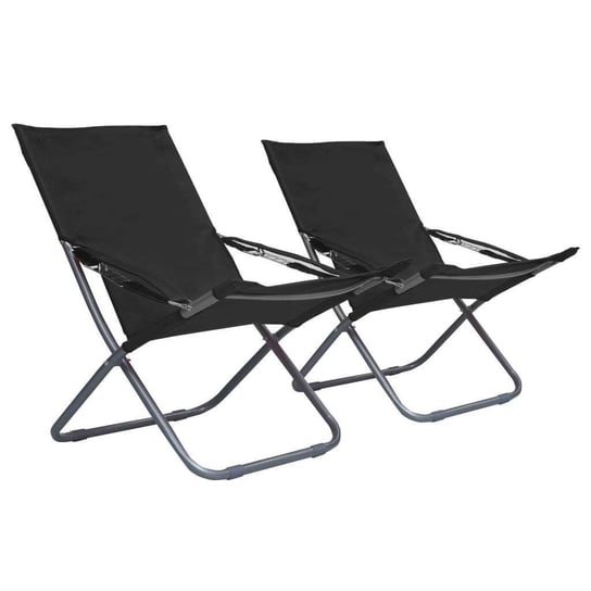 Składane krzesła plażowe, 2 szt., tkanina, czarne vidaXL