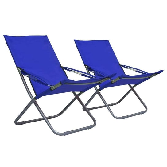 Składane krzesła plażowe, 2 szt., tkanina, niebieskie vidaXL