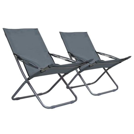 Składane krzesła plażowe, 2 szt., tkanina, szare vidaXL