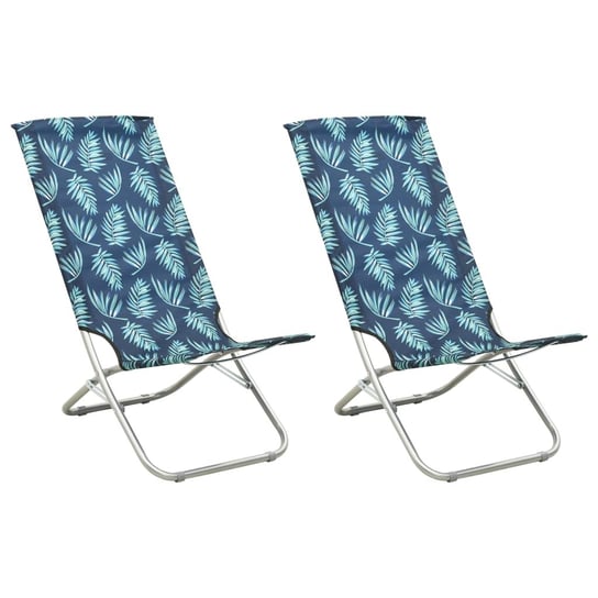 Składane krzesła plażowe, 2 szt., wzór w liście, obite tkaniną vidaXL