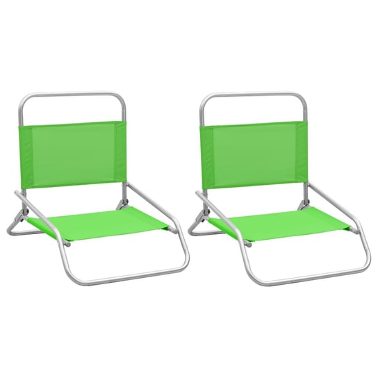 Składane krzesła plażowe, 2 szt., zielone, obite tkaniną vidaXL