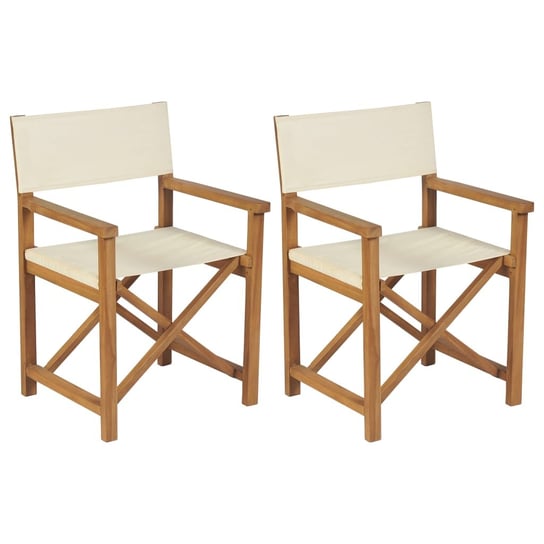 Składane krzesła reżyserskie, 2 szt., lite drewno tekowe vidaXL