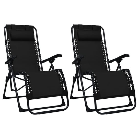 Składane krzesła tarasowe, 2 szt., czarne, tworzywo textilene vidaXL