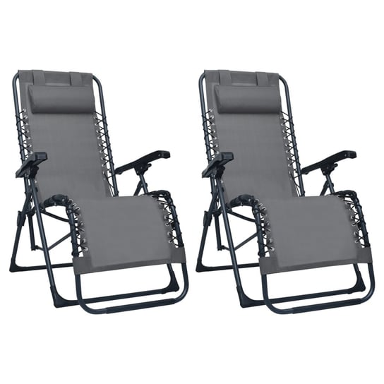 Składane krzesła tarasowe, 2 szt., szare, tworzywo textilene vidaXL