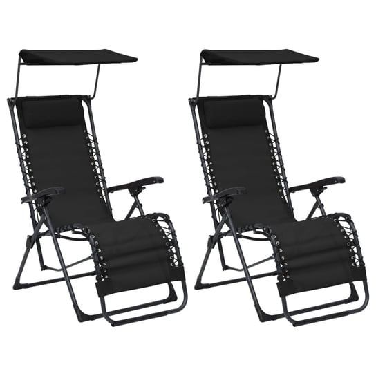 Składane krzesła tarasowe, 2 szt., tworzywo textilene, czarne vidaXL
