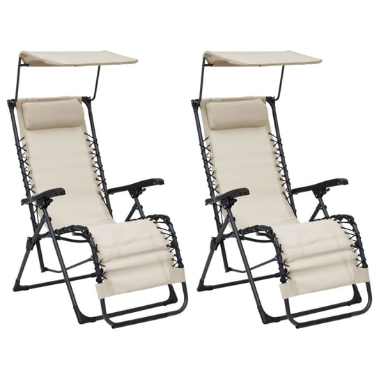 Składane krzesła tarasowe, 2 szt., tworzywo textilene, kremowe vidaXL