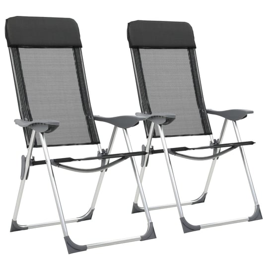 Składane krzesła turystyczne, 2 szt., czarne, aluminiowe vidaXL