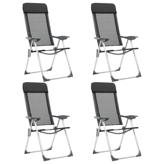 Składane krzesła turystyczne, 4 szt., czarne, aluminiowe vidaXL