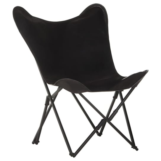 Składane krzesło motyl, czarne, skóra naturalna vidaXL