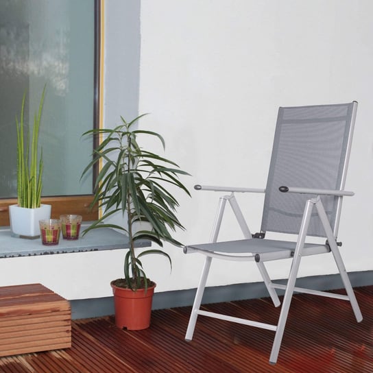 Składane krzesło ogrodowe aluminium szare na balkon Springos