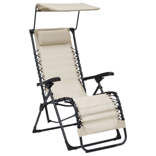 Składane krzesło tarasowe, kremowe, tworzywo textilene vidaXL
