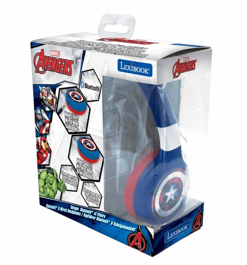 Składane Słuchawki Avengers 2 W 1 Bluetooth I Przewodowe Z Zabezpieczeniem Głośności Dla Dzieci Hpbt LexiBook