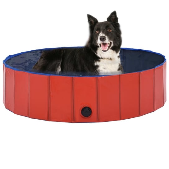 Składany basen dla psa, czerwony, 120 x 30 cm, PVC vidaXL