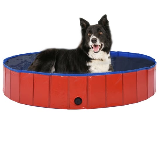 Składany basen dla psa, czerwony, 160 x 30 cm, PVC vidaXL