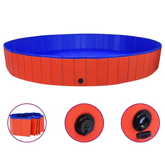 Składany basen dla psa, czerwony, 300x40 cm, PVC vidaXL