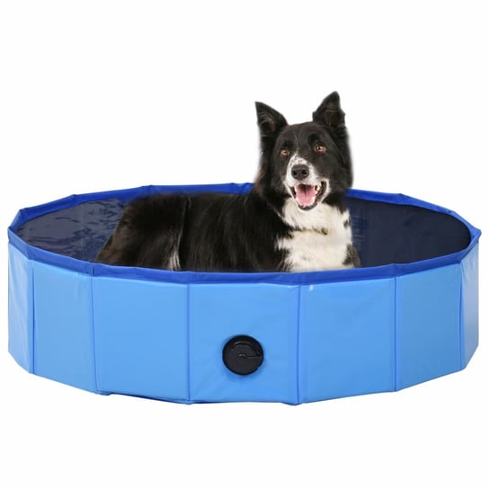 Składany basen dla psa, niebieski, 80 x 20 cm, PVC vidaXL