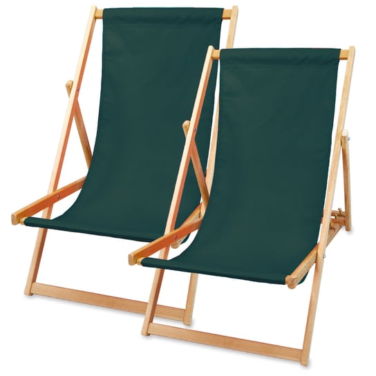 Składany drewniany leżak - Składane krzesło, leżak ogrodowy lub plażowy max 120 kg zielony 2 sztuki Amazinggirl