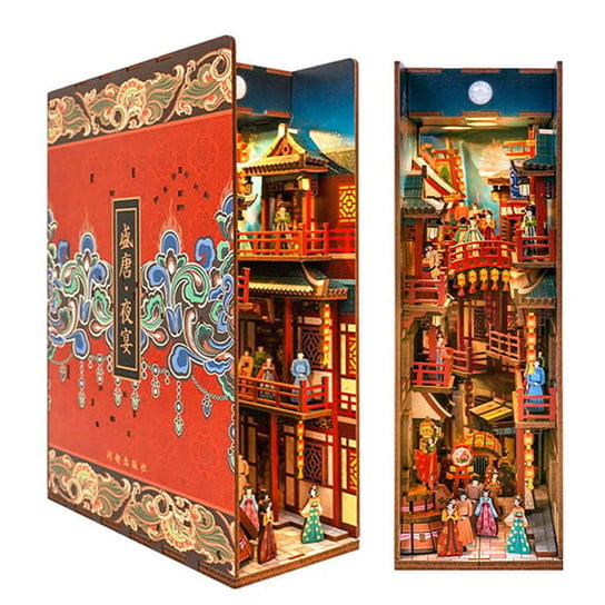 Składany Drewniany Model LED - Book Nook Bankiet Dynastii Tang HABARRI