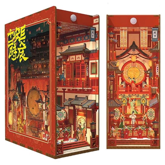 Składany Drewniany Model LED - Book Nook Pagoda Trzech Królestw diy HABARRI