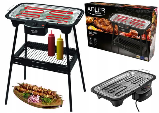 SKŁADANY GRILL ELEKTRYCZNY 2w1 2400W + ZESTAW Rabino