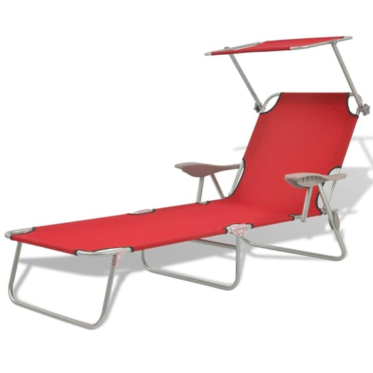 Składany leżak plażowy, czerwony, stal, 58x189x27  / AAALOE Inna marka
