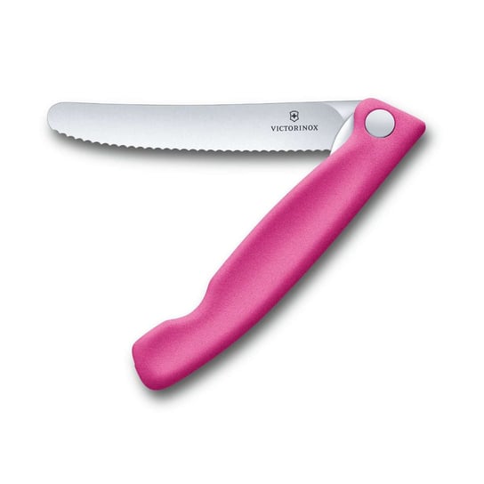 Składany nóż kuchenny 11cm ząbkowane ostrze Victorinox różowy Victorinox