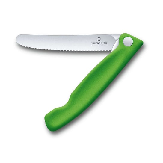 Składany nóż kuchenny 11cm ząbkowane ostrze Victorinox zielony Victorinox