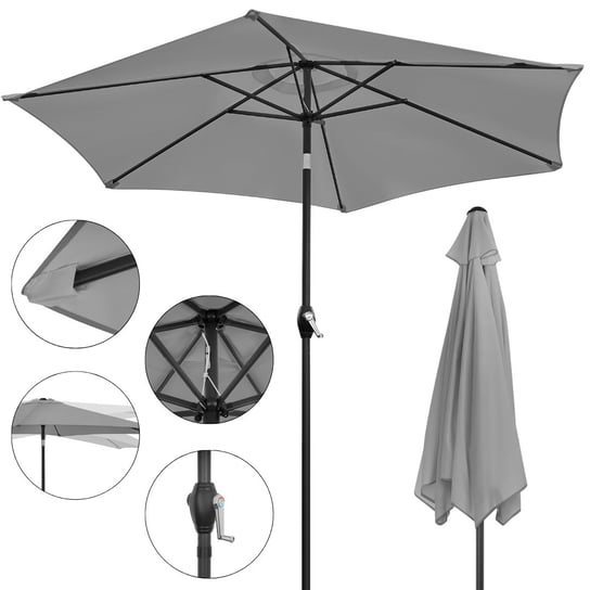 Składany parasol ogrodowy balkonowy regulowany 210 cm grafitowy Bauerkraft