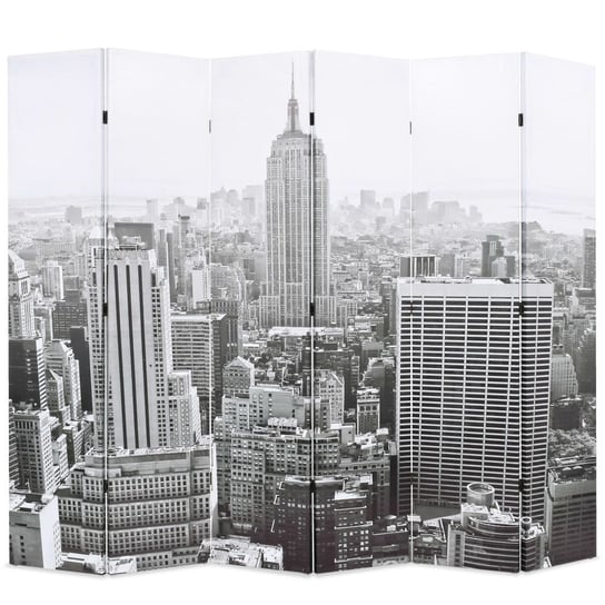 Składany parawan VIDAXL Nowy Jork za dnia, czarno-biały, 228x170 cm vidaXL